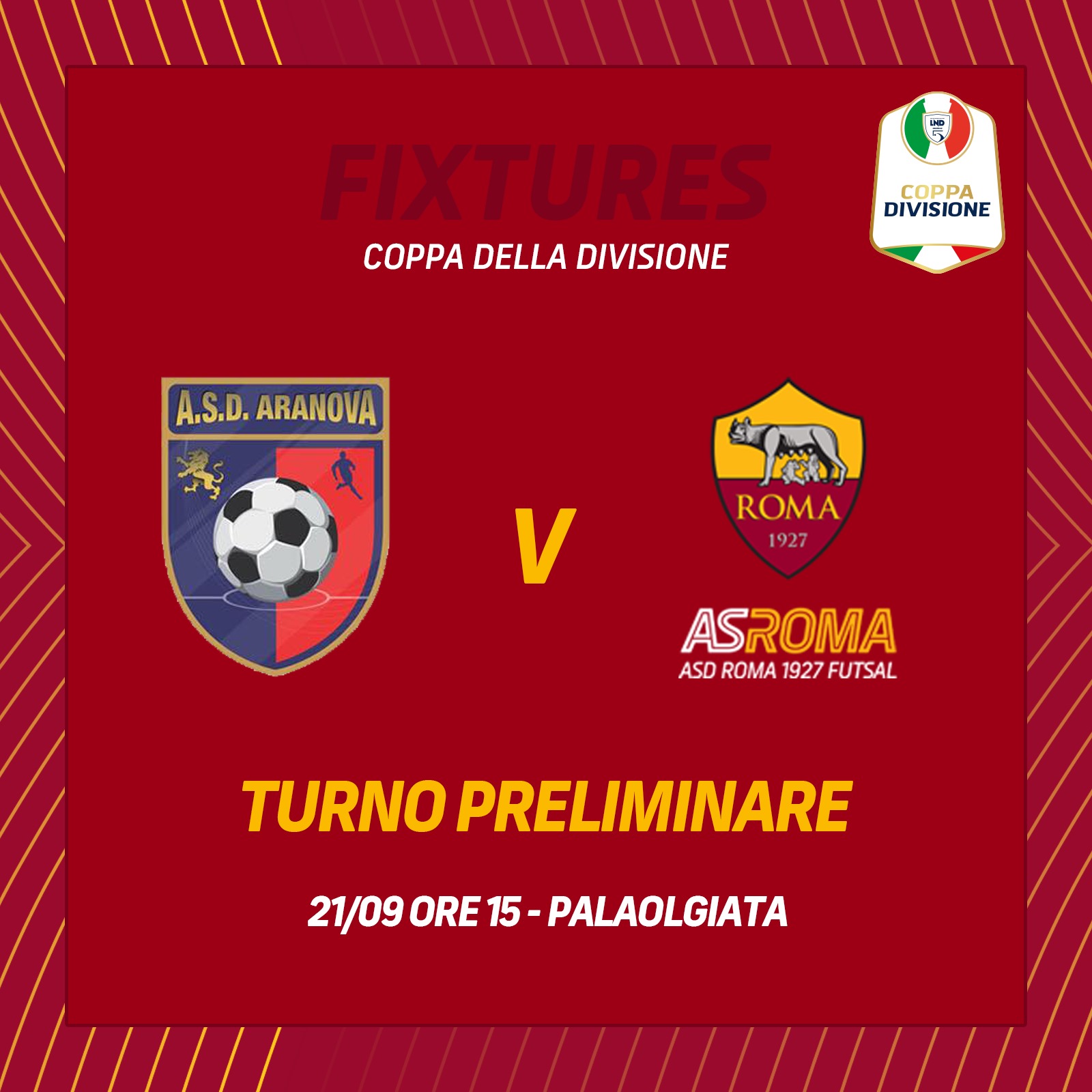 Coppa Divisione | Aranova - Roma 1927 Futsal nel turno preliminare 